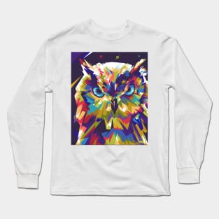 Owl Colorful with Background Long Sleeve T-Shirt